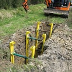 Multiple LITE guard Soldier Sets providing shoring in small trench