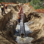 LITE guard super size trench shields providing trench shoring around pipeline